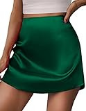 Zeagoo Womens Summer Mini Skirts Elastic High Waisted Stain A-Line Zipper Party Skirt 2025 | Amazon (US)