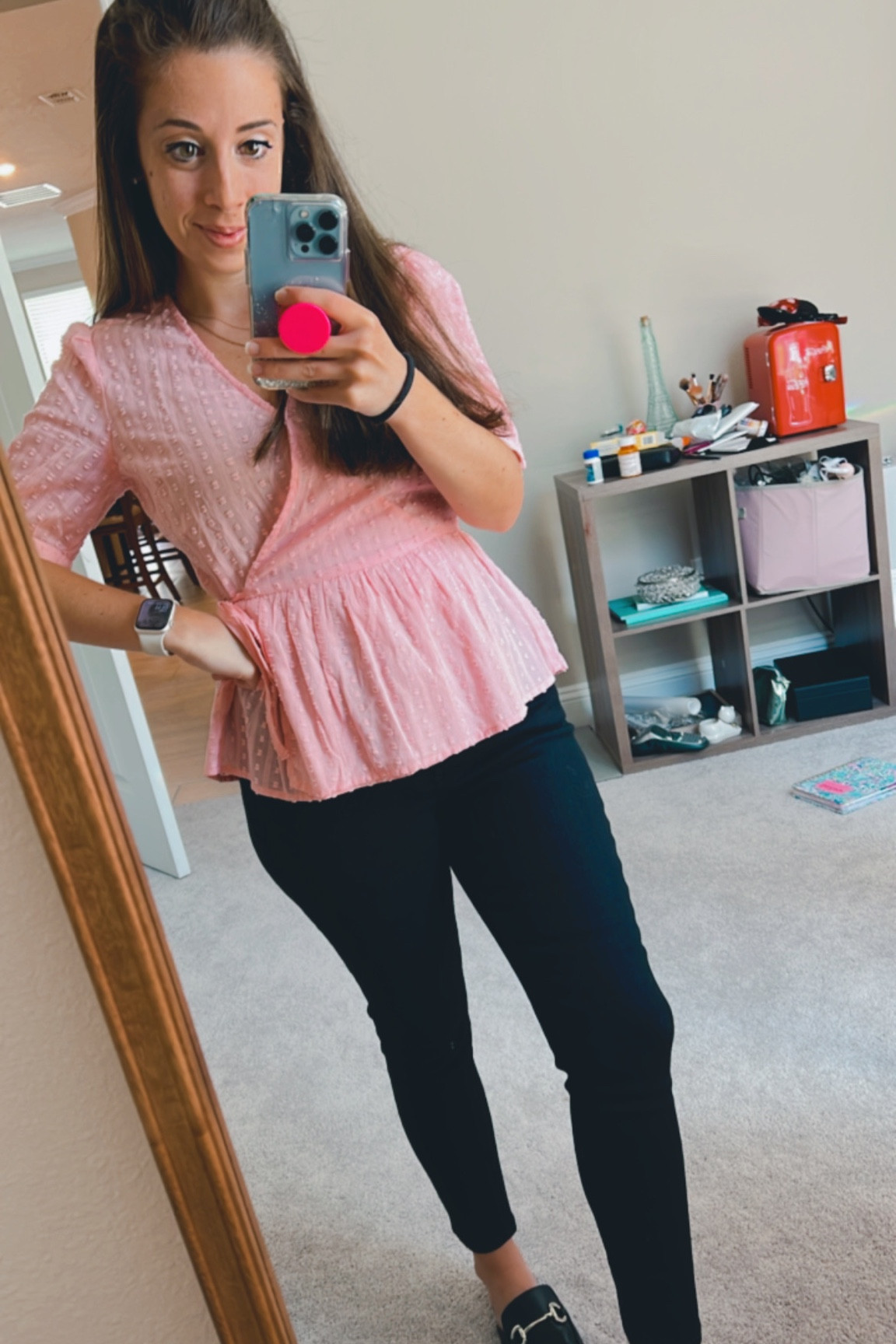 Late ootd love this pink too and the most comfy budget friendly jeans!! 

These are old navy wow denim high waisted and super flattering I love that they come in petite sizes. 

I wore this outfit to a neighbors brunch but you could totally wear to work or date night with different shoes!

#LTKSeasonal #LTKunder50 #LTKworkwear