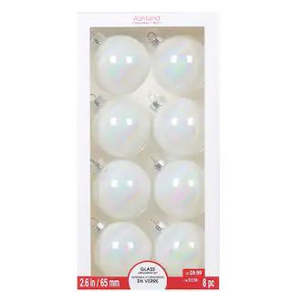 8ct. 2.6" Iridescent White Glass Ball Ornaments by Ashland® | Michaels Stores