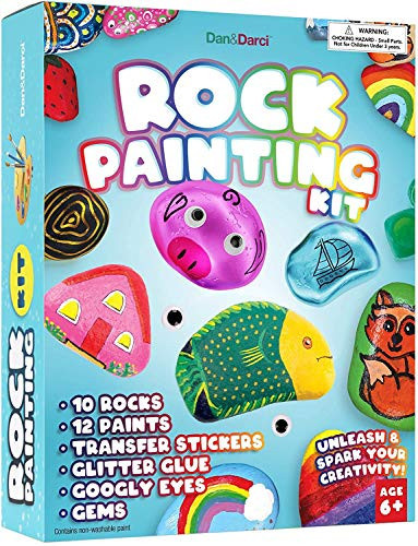 Dan&Darci Rock Painting Kit for Kids - Arts and Crafts for Girls & Boys Ages 6-12 - Craft Kits Art Set - Supplies for Rocks Paint - Best Tween Gift Ideas for Kid Activities Age 6 7 8 9 10 11 | Amazon (US)
