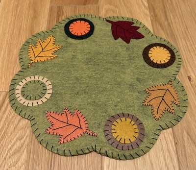 Primitive Wool Applique Fall Leaves Penny Rug Candle Mat | eBay | eBay US