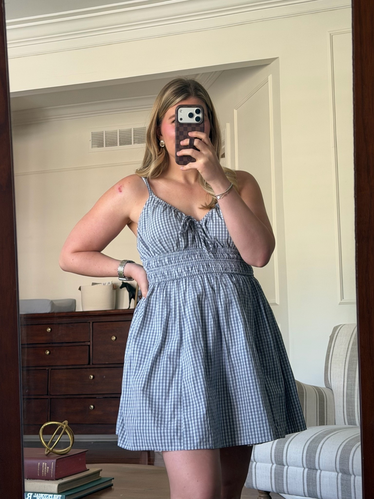 This dress has built in shorts underneath and is the most comfortable thing I have in my closet. It also has a built in bra!