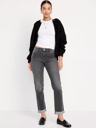 Mid-Rise Wow Boyfriend Straight Jeans | Old Navy (US)
