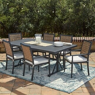 Haven Way Bristol Cane Aluminum Patio 7-Piece Dining Set | Bed Bath & Beyond