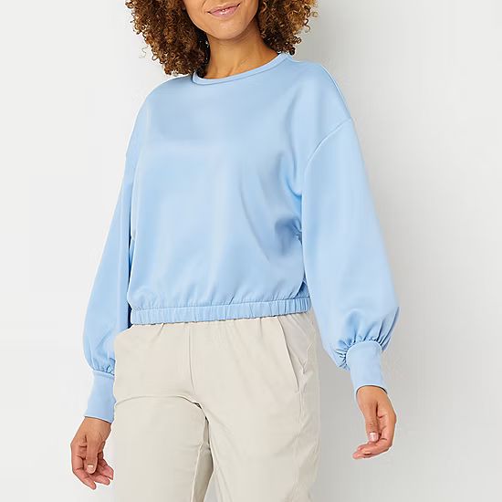 new!Stylus Womens Round Neck Long Sleeve Blouse | JCPenney