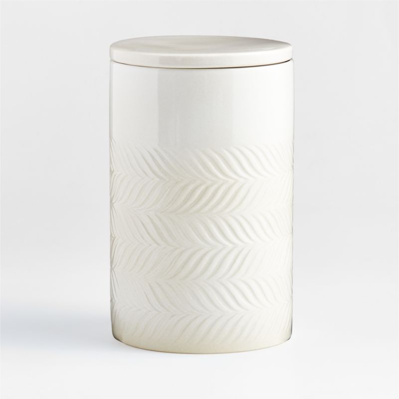Fern 5 Lb Extra-Large White Ceramic Canister with Lid + Reviews | Crate & Barrel | Crate & Barrel