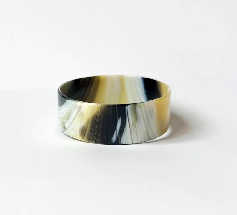 Green Horn Bangle Bracelet Handmade From Italian Cellulose Acetate Vintage but Never Worn - Etsy | Etsy (US)