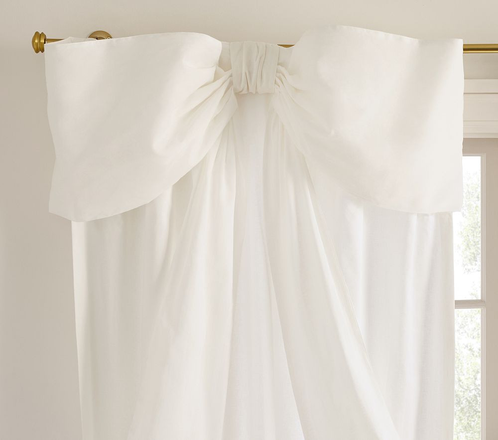 LoveShackFancy Oversized Bow Light-Filtering Curtain | Pottery Barn Kids
