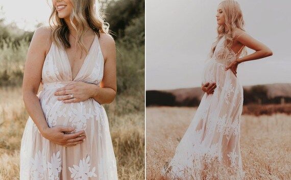 White Maternity Dress I Maternity Dress For Photo Shoot I Lace Maternity Dress I Pregnancy Gown I... | Etsy (US)
