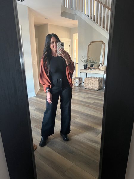 A little moody black and brown! I’m loving these wide leg jeans. The fit is perfect! 

#LTKfindsunder50