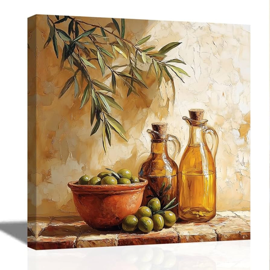 ZQQART Olive Wall Art for Kitchen Wine Canvas Prints Vintage Olive Branch Paintings Fruit Picture... | Amazon (UK)