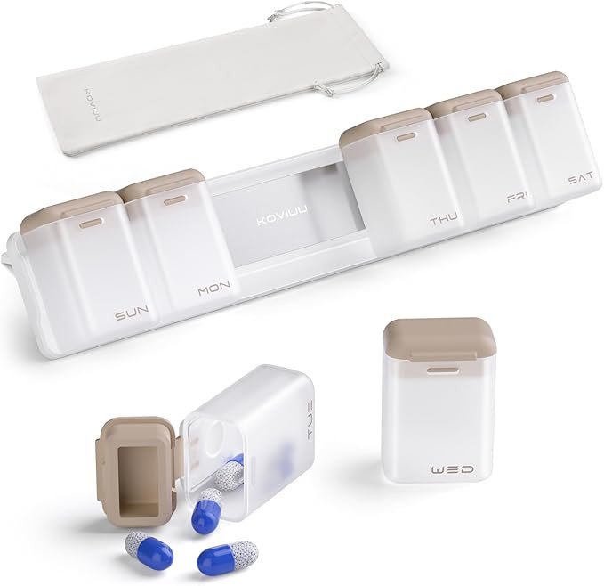 Weekly Pill Organizer Magnetic, Removable Pill Box 7 Day 1 Time a Day, Large Pill Case Travel, We... | Amazon (US)