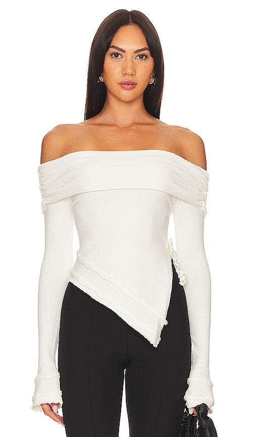GUIZIO Soler Fold Over Knit Top in White. - size XL | Revolve Clothing (Global)