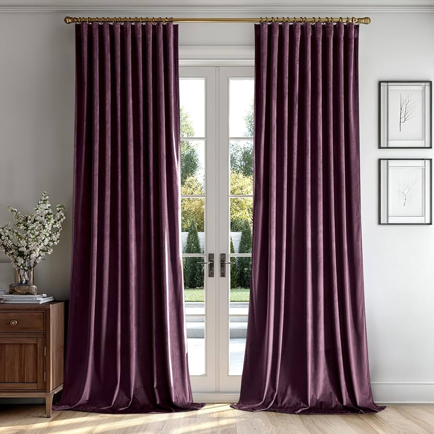 MIULEE Dark Purple Velvet Curtains 96 inches 2 Panels - Luxury Room Darkening Window Drapes for B... | Amazon (US)