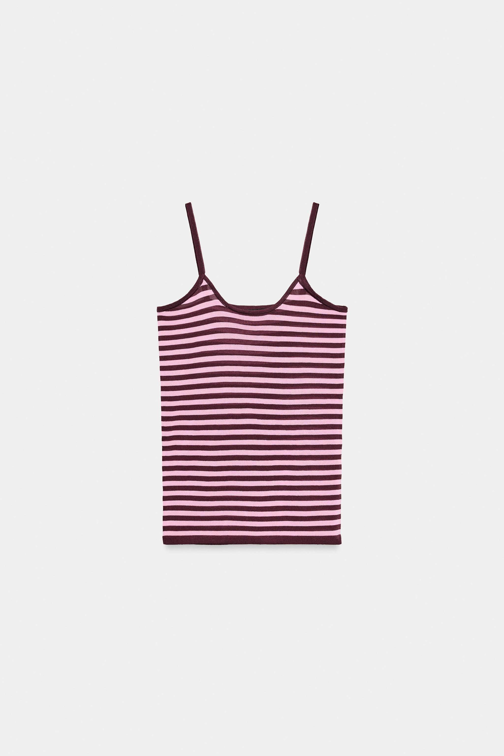STRIPED KNIT STRAP TOP | Zara US