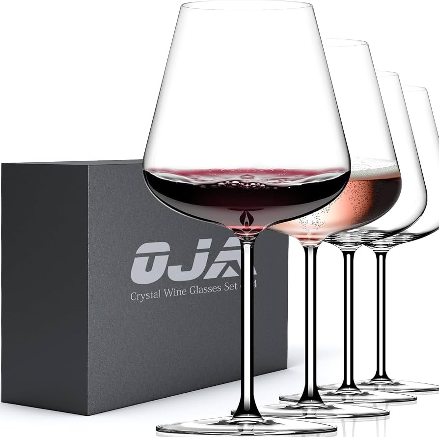 Red Wine Glasses Set of 4, 28 oz Large Wine Glasses, Hand Blown Crystal Clearer, Lighter for Tast... | Amazon (US)