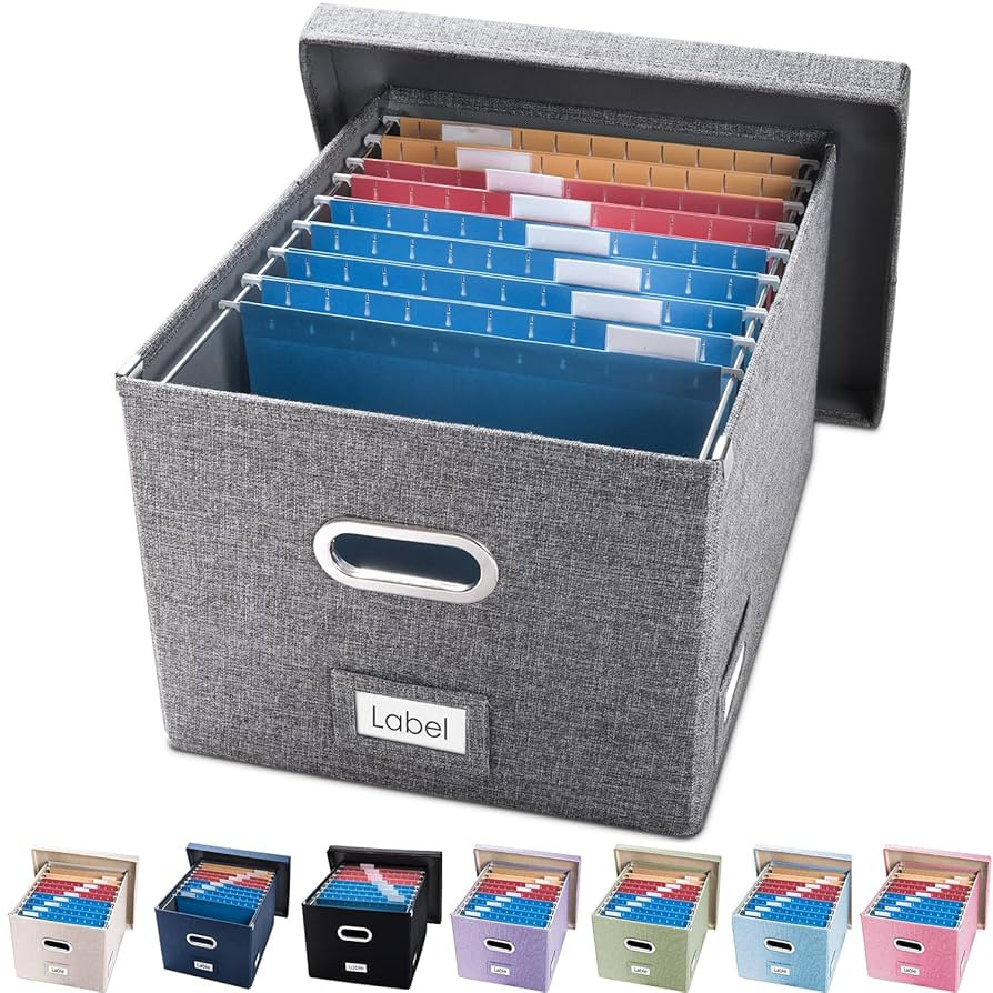 PRANDOM File Organizer Box - Set of 1 Collapsible Decorative Linen Filing Storage Hanging File Fo... | Amazon (US)
