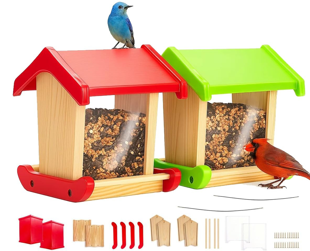 2Pk Hopper Bird Feeders for Outside - DIY Birdfeeder Kit for Adult to Build - Weather Proof Compo... | Amazon (US)