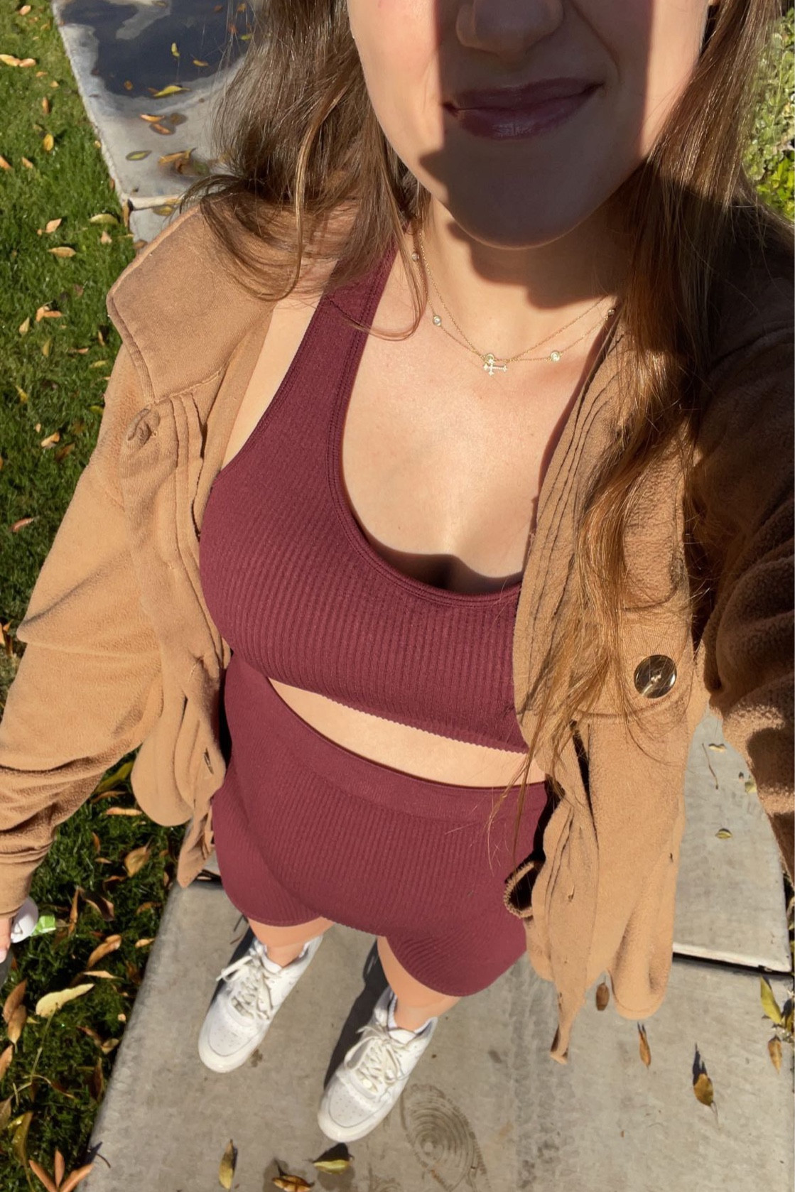 Mommy to be OOTD! 🤰🏻

I wore a matching biker shirt/sports bra set pared with a shacket ALL THE TIME while pregnant! 

#LTKstyletip #LTKbump #LTKfitness