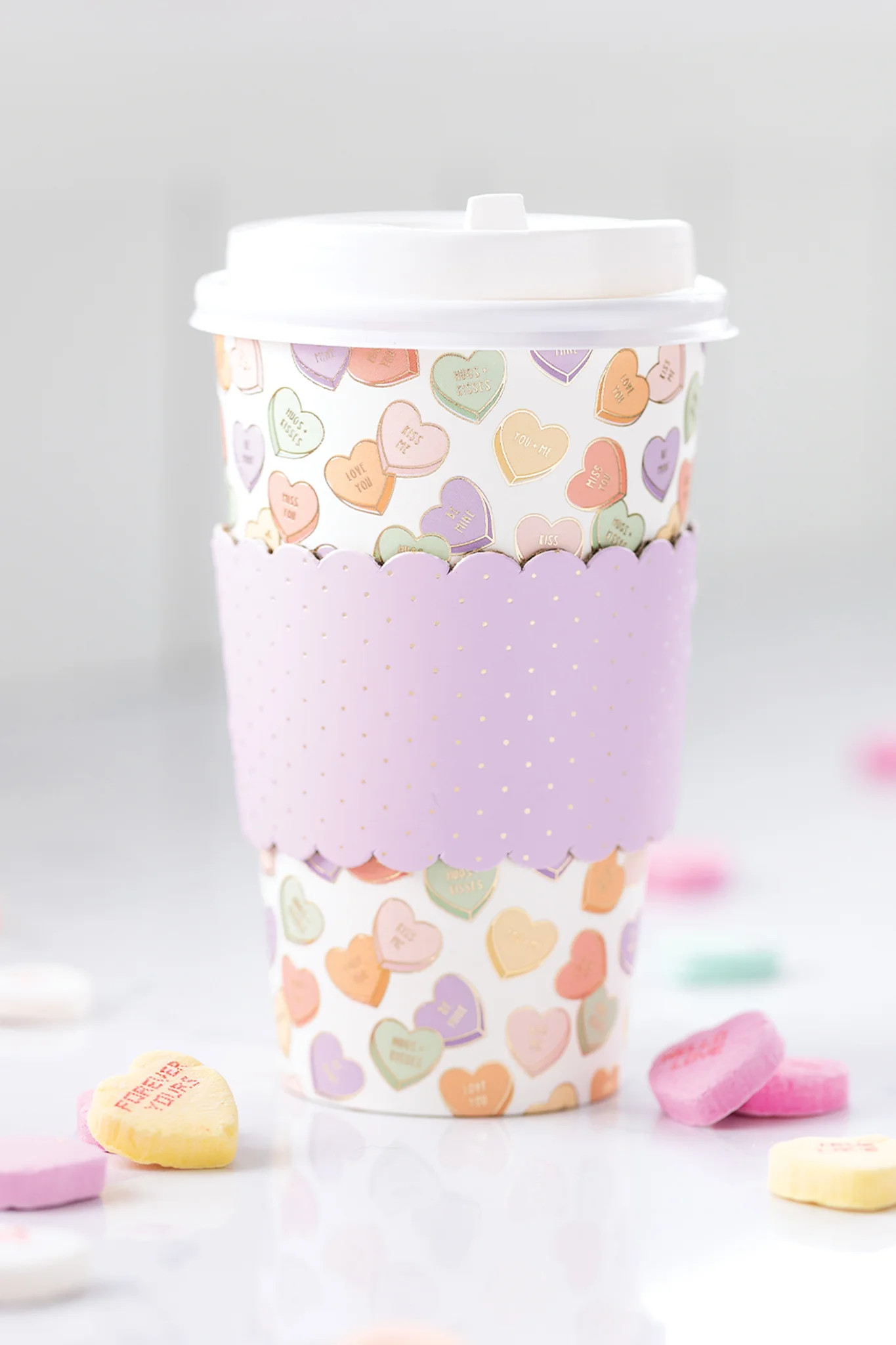 Conversation Hearts Cozy To-Go Cups (8 ct) | My Mind's Eye