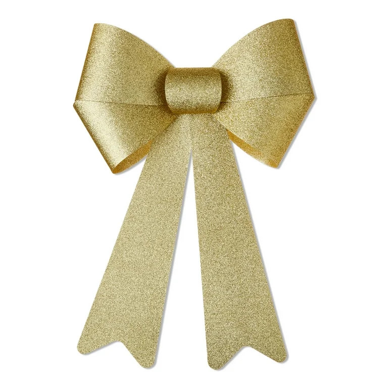 Gold Glitter Decorative Christmas Bow, 16", by Holiday Time | Walmart (US)