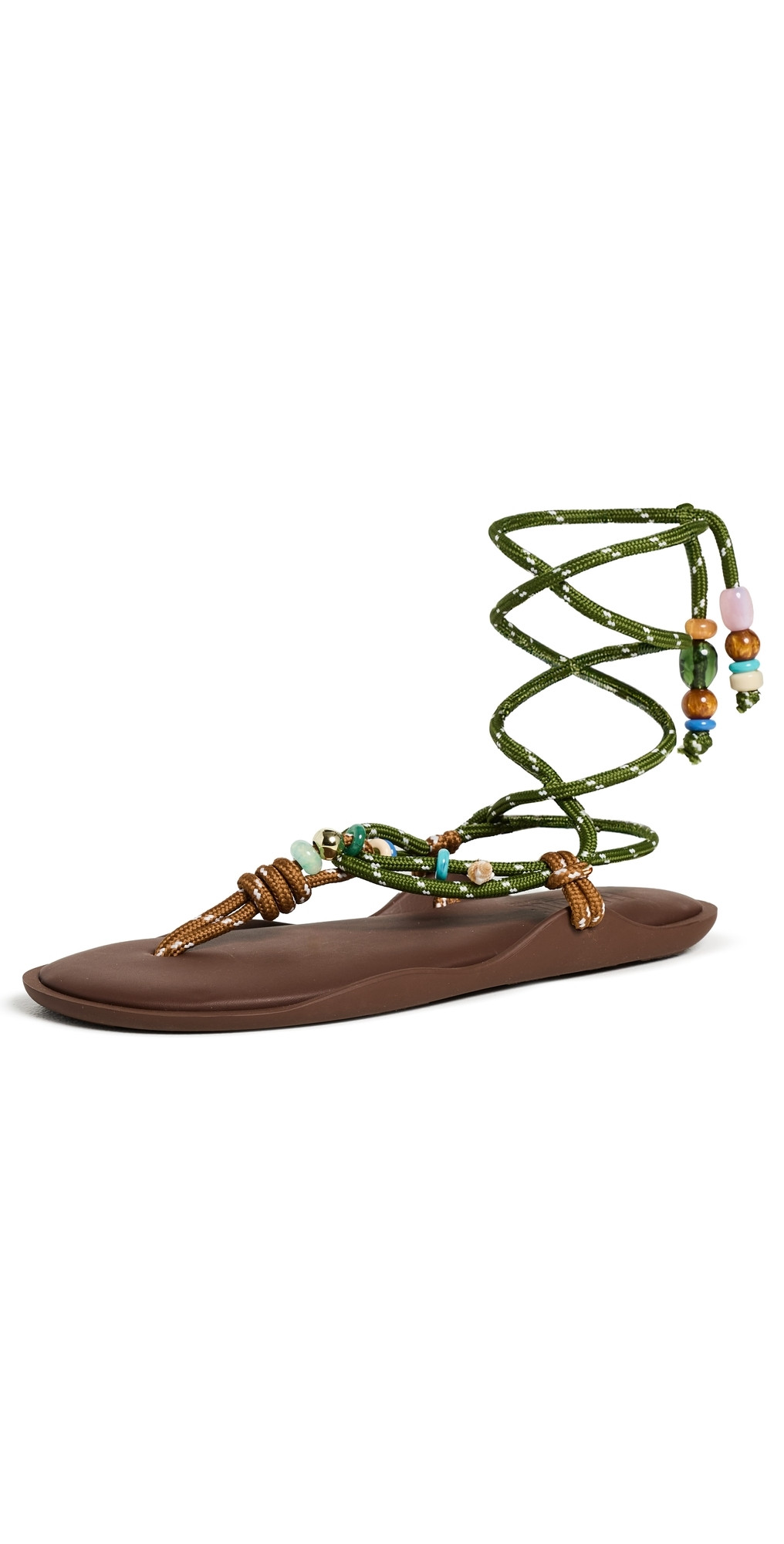 Flòwze Flòwze x Collanine Colorate Flo Twin Sandals Brown/Military Green 37 | Shopbop