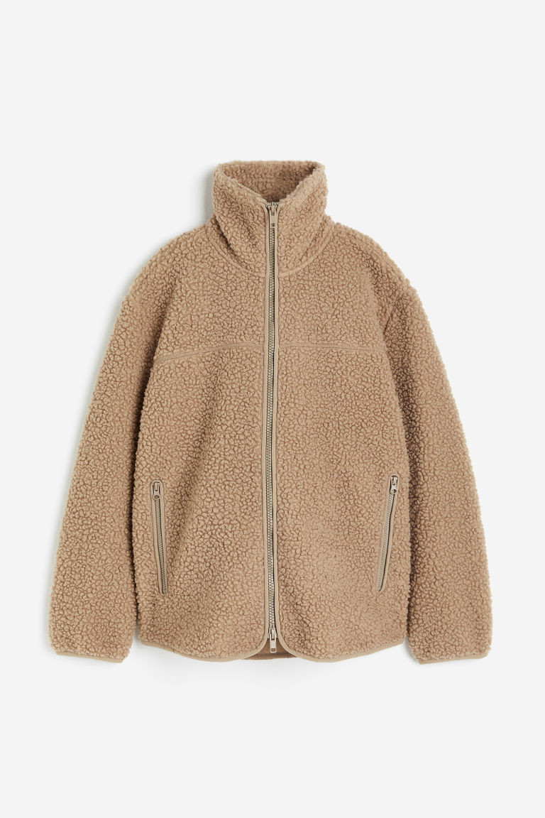 H & M - MAMA Before & After Babywearing Pile Jacket - Beige | H&M (US + CA)