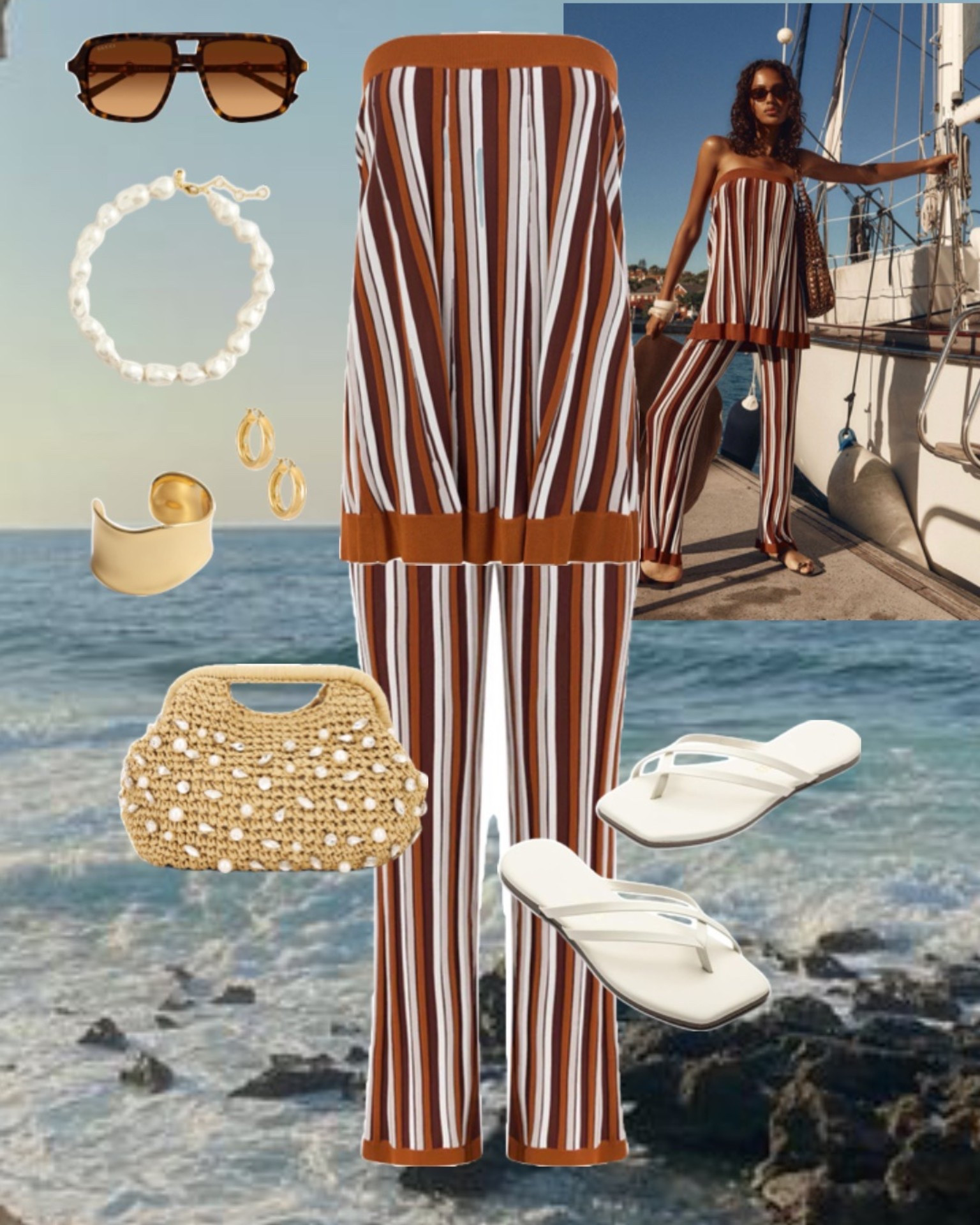 Striped matching set made for a Capri coastal getaway ☀️

strapless top + wide-leg pants, Capri Italy outfit, yacht day outfit, beach club look, European summer style, resort wear, neutral brown stripes, woven beach bag, pearl accessories, elevated vacation outfit, chic travel look, effortless summer set, Capri outfit inspo, luxury resort aesthetic

#LTKSeasonal #LTKTravel