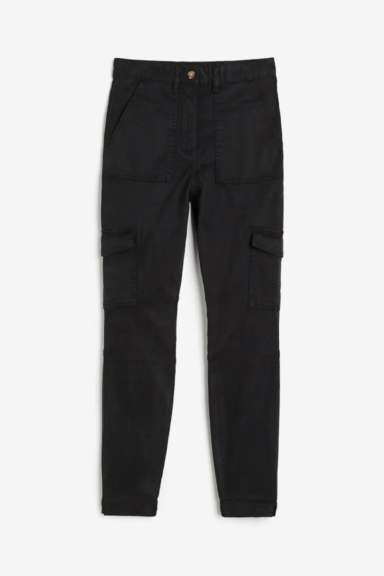 Twill Cargo Pants - Black - Ladies | H&M US | H&M (US + CA)
