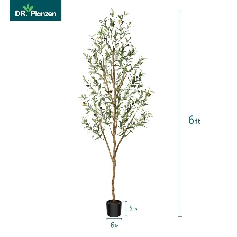 6 ft Artificial Olive Plants with Realistic Leaves and Natural Trunk, Silk Fake Potted Tree with ... | Walmart (US)