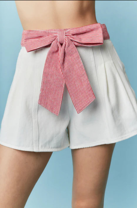 Natasha Stripe Bow Waist Band Shorts | MTT Collective