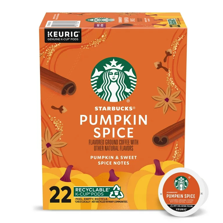 Starbucks Pumpkin Spice Naturally Flavored Coffee, Keurig K-Cup Coffee Pods, 22 Count | Walmart (US)