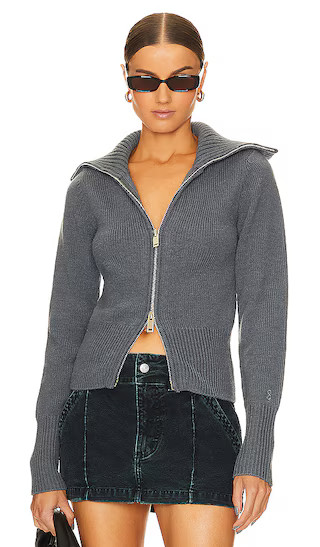 Keziah Double Zip Sweater in Charcoal Grey | Revolve Clothing (Global)