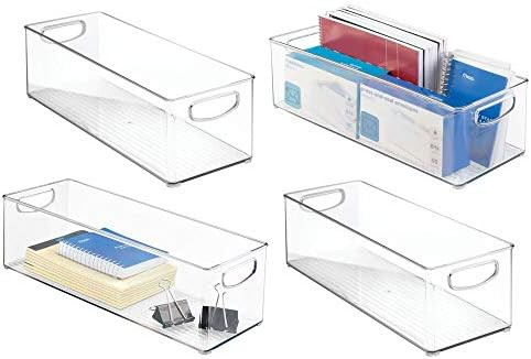 mDesign Large Stackable Plastic Storage Bin Container, Home Office Desk and Drawer Organizer Tote... | Amazon (US)