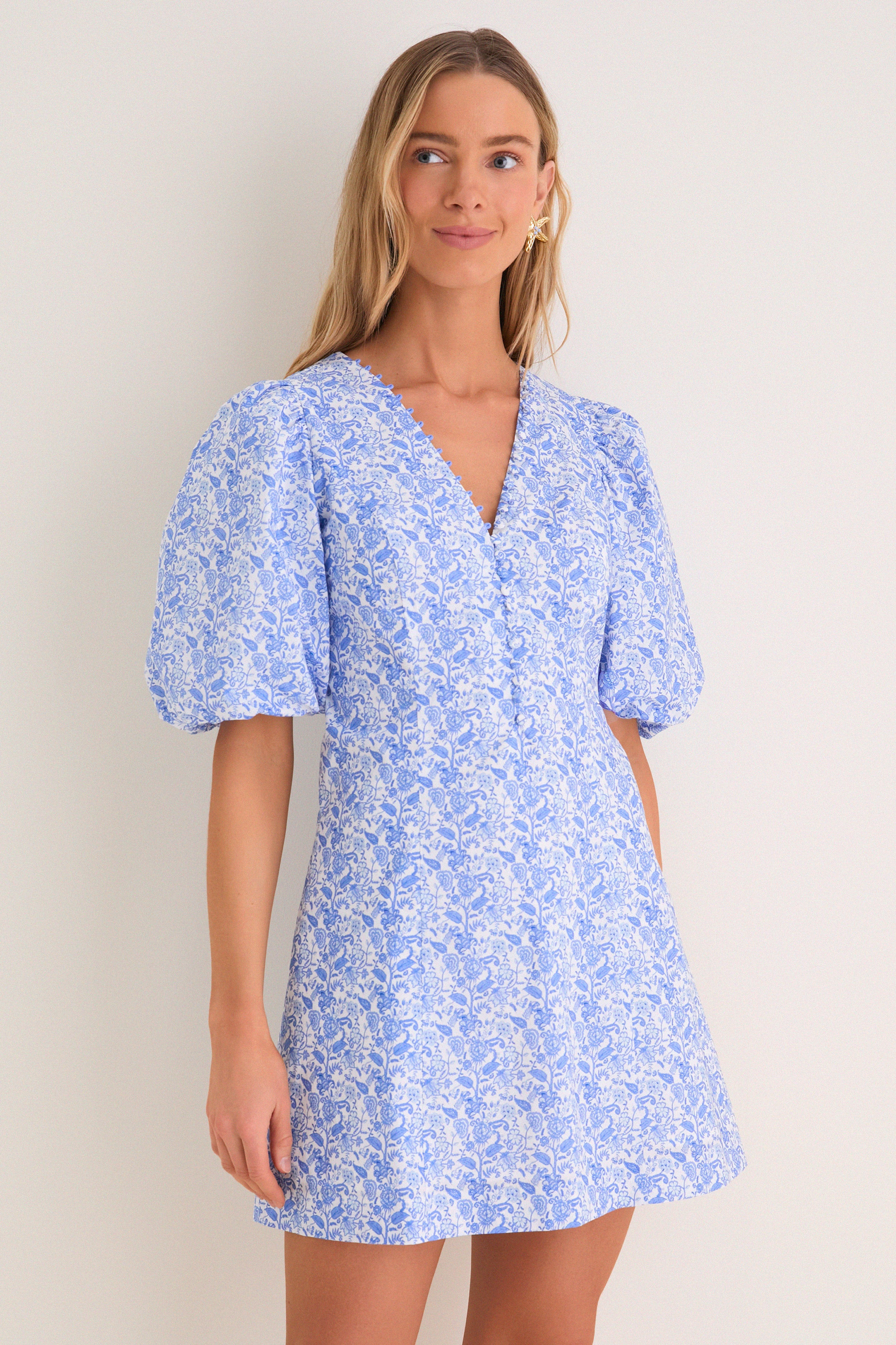 Baby Blue Ditsy Floral Marcy Mini Dress | Tuckernuck (US)