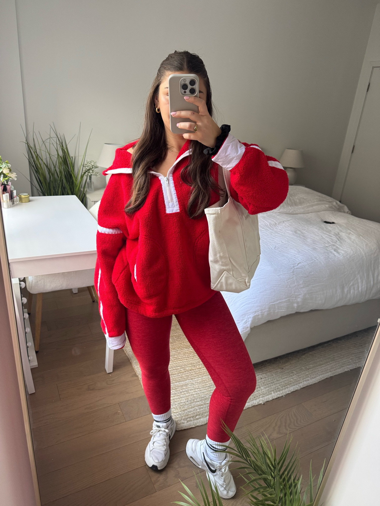 pilates ootd ❣️💌 IG @noelleconforti wearing a large fleece quarter zip and the workout set is both small top and leggings! 

#LTKActive #LTKStyleTip #LTKPetite