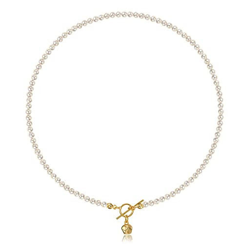 Pearls Choker Necklaces for Women 3.5mm Handpicked Tiny Pearls Strands Chain for 18k gold plated OT Clasp Pendant | Amazon (US)