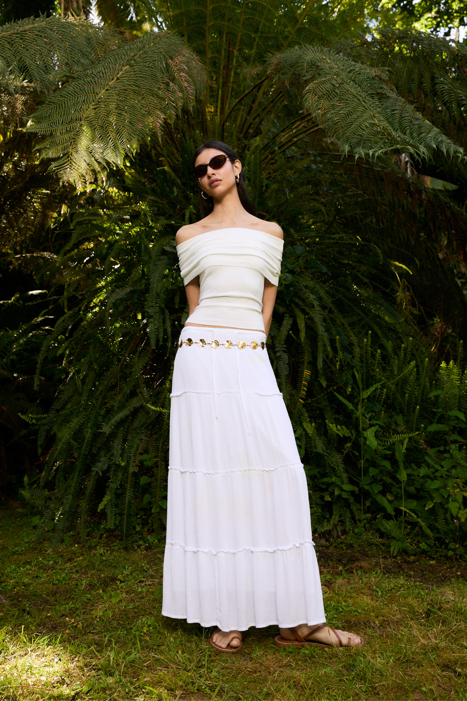 Rustic tiered midi skirt | PULL and BEAR UK