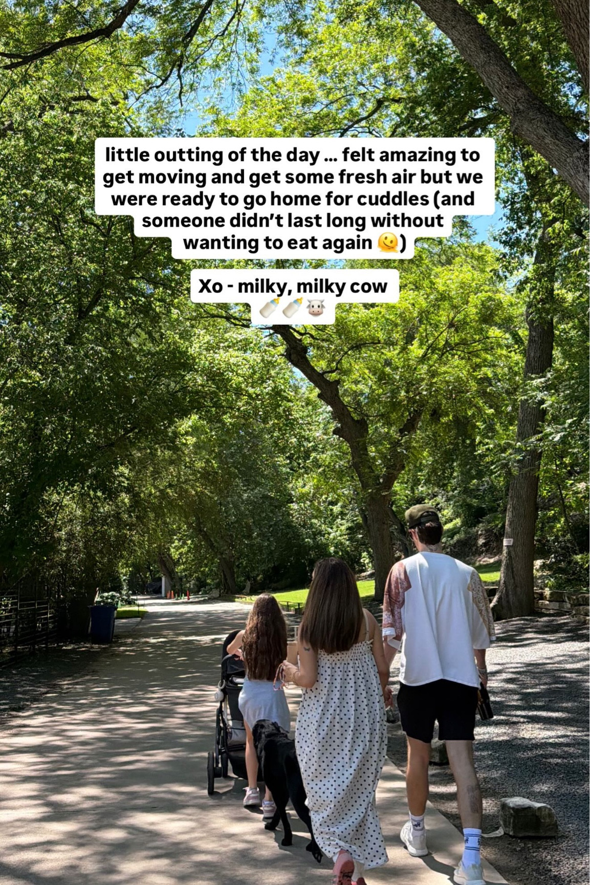 little outting of the day … felt amazing to get moving and get some fresh air but we were ready to go home for cuddles (and someone didn’t last long without
 wanting to eat again 🫠)

Xo - milky, milky cow 
🍼🍼🐮