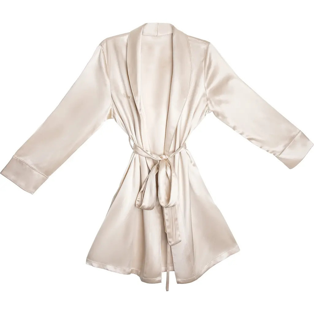 BLISSY Mulberry Silk Robe in Champagne at Nordstrom | Nordstrom