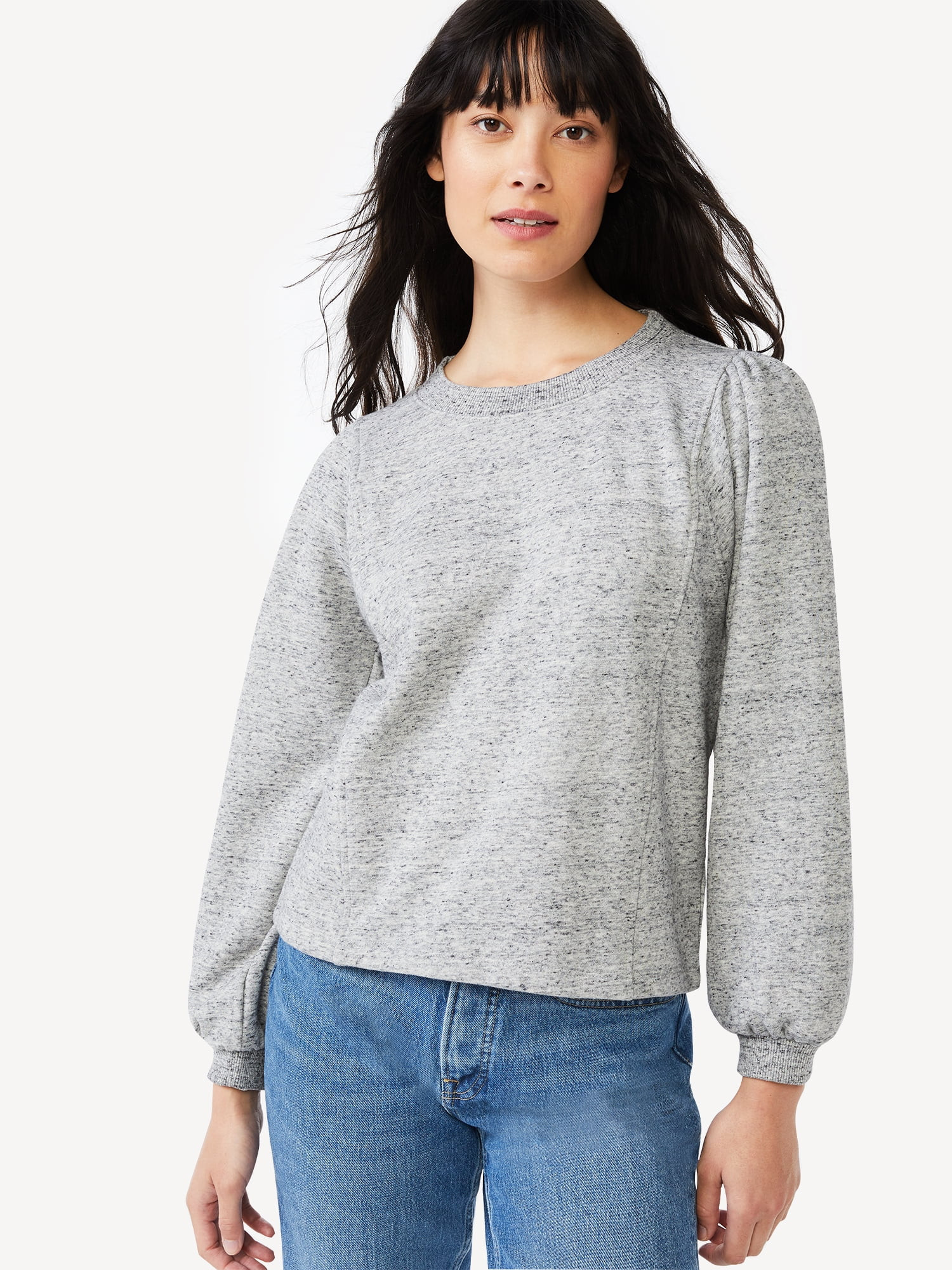 Free Assembly Women's Pleat Shoulder Sweatshirt - Walmart.com | Walmart (US)