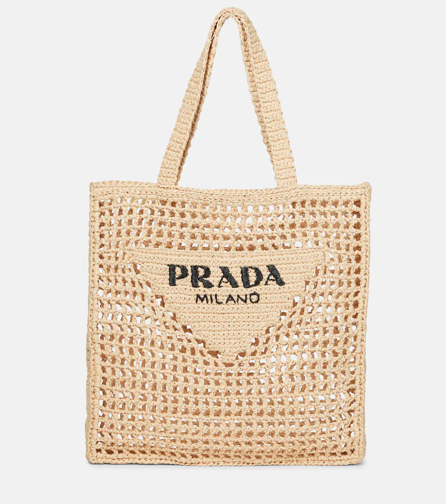 Prada Small logo raffia tote | Mytheresa (UK)