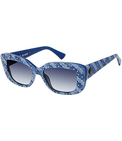 Kurt Geiger London Women's KGL1021 52mm Rectangle Denim Print Sunglasses - Denim/Crystal | Dillard's