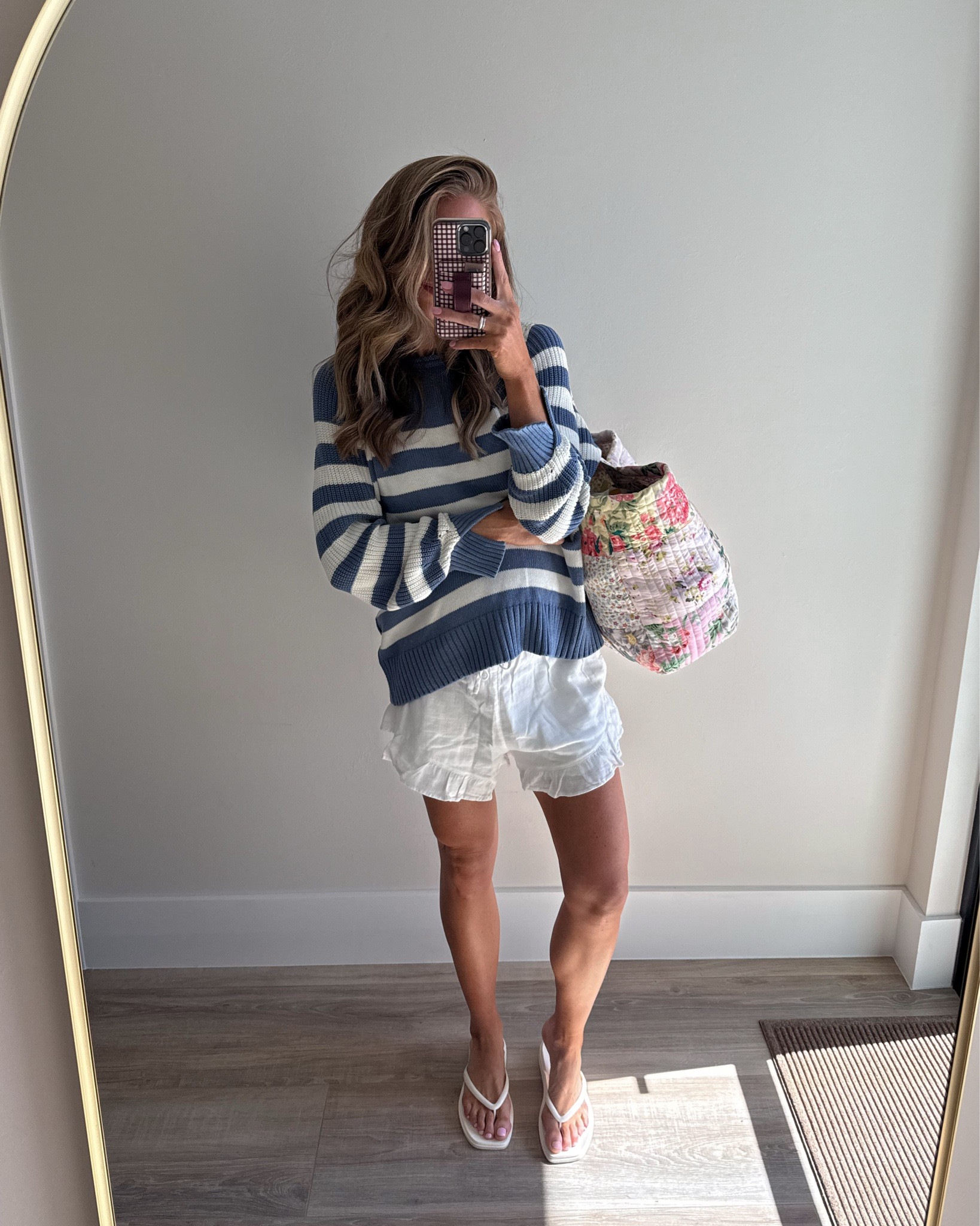 What i wore over my swimsuit to the beach here in Naples! Sweater runs oversized (size small)
Shorts run oversized (size medium for bump)
Beach bag is not linkable from Erin Made but on her website! 

#LTKBump #LTKdayinmylife #LTKTravel