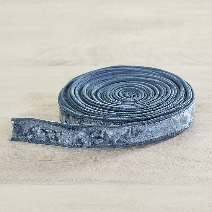 Wired Velvet Ribbon in Dusty Blue with Silk Backing & Weighted Edges | Ballard Designs, Inc.