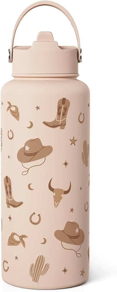 Western Cowgirl Water Bottle 32oz Stainless Steel with Lid, Insulated Bottles for Women Girls, Gi... | Amazon (US)