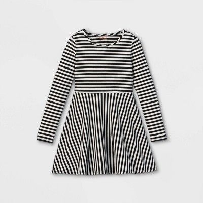Girls' Printed Long Sleeve 100% Cotton Knit Dress - Cat & Jack™ | Target