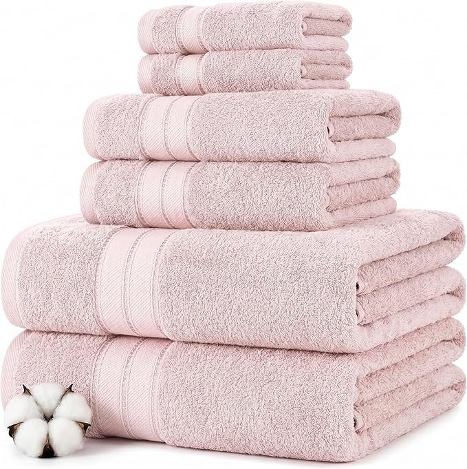 Modern Threads - Spun Loft 6-Piece 100% Combed Cotton Towel Set - Bath Towels, Hand Towels, & Was... | Amazon (US)