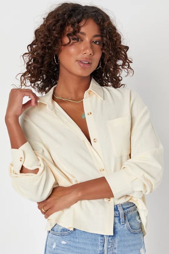 Contemporary Charisma Cream Long Sleeve Button-Up Top | Lulus (US)