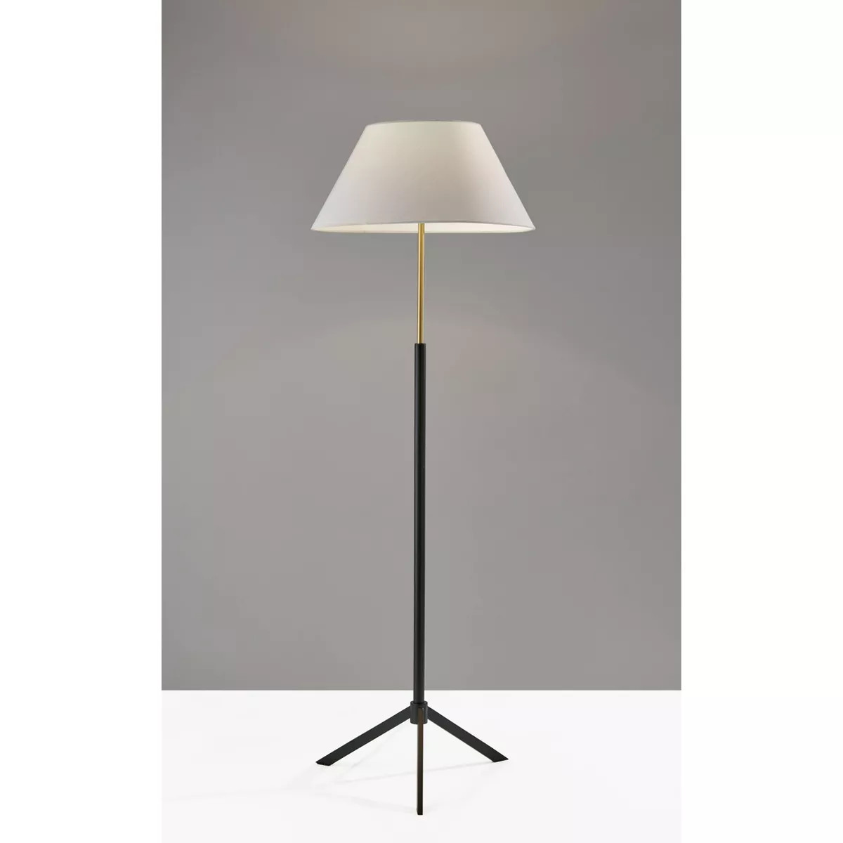 Harvey Floor Lamp Black - Adesso: Modern Tripod Design, Brass Detail, White Linen Shade | Target
